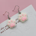 Silver Tone Colorful Cat Paw Resin Hook Earrings in Seven Colors view 6