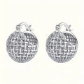 Woven Ball Clip Hoop Earrings Gold Or Silver Two Colors view 5