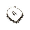 Silver Tone Black Teardrop And Gray Crystal Necklace Earring Set view 5