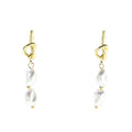 Gold Knot Baroque Pearl Drop Stud Earrings Two Styles view 5