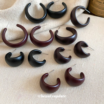 Acrylic C Hoop Stud Earrings in Three Colors and Two Sizes