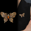Gold Tone Butterfly Crystal Metal Brooch Pin for Jackets and Lapels view 4