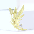 Leaf And Butterfly Brooch A Matte Gold-Tone Leafy Sprig view 2