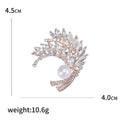 Marquise Crystal Leaf Spray Brooch With Large White Pearl view 5