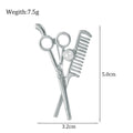 Gold Tone Barber Tools Crystal Two Designs Metal Brooch Pin view 2