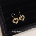 Gold-Tone Crystal Pavé Open Heart Star Hook Earrings Pair view 1
