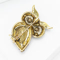 Jeweled Metal Owl Brooch with Red or Blue Faceted Body view 4