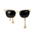 Black Sunglasses Brooch with Gold and Silver Drips view 5