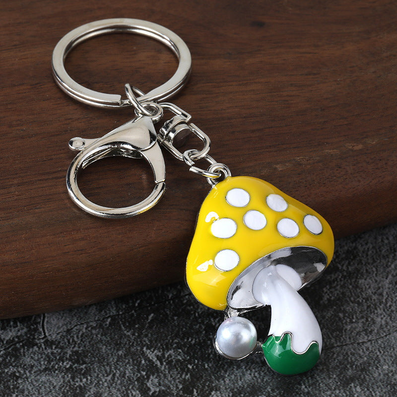 Colorful Mushroom Enamel Keychain Small Metal Bag Charm and Gift