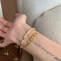Silver Tone Mesh Strap Bracelet With Small Square Buckle And Unlisted Gold view 4