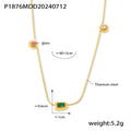 Gold Glass Stone Station Necklace And Herringbone Chain view 6
