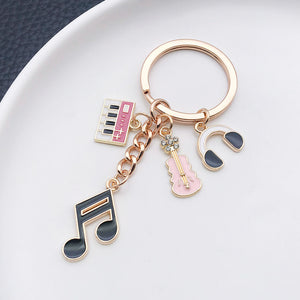 Pink-Led Music Note Piano Violin and Headphone Charm Keychain Collection