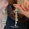 Lotus Pearl Tassel Drop Earrings Decorative Jewelry Design view 2