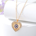 Gold and Silver Tone Fan Heart and Burst Evil Eye Necklaces view 7