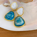 Stone Look Geometric Drop Earrings in Three Colorways view 7