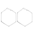 Large Hexagonal Hoop Earrings in Gold and Silver Tone view 2