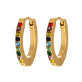 Small Gold Zircon Hoop Earrings Multicolor Clear Stainless Steel view 5