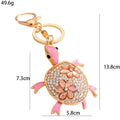 Rhinestone Flower Turtle Keychain Gold Clasp Five Colors view 4