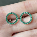 Colored Stone Open-Circle Stud Earrings In Eight Variants view 3