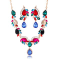 Black Silver Tone Multicolor Crystal Vine Six Designs Metal Necklace and Earring Set view 5