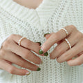 Freshwater Pearl Adjustable Slider Ring Gold Tone Chain view 2