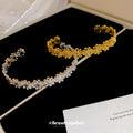 Open Daisy Flower Link Metal Cuff Bracelet 2 Tones view 2
