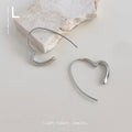 Silver-Tone Smooth Open Heart Outline Hoop Earrings view 3