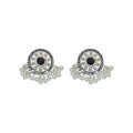 Antique Silver Black Medallion Pearl Look Fringe Earrings view 5