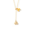 Gold Heart Clover Y Necklace Shell Inlay Slider Adjustable view 5