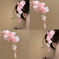 Fabric Flower Duckbill Clip With Bead Dangle Trails view 1