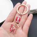 Red or Brown Football and Love Letter Keychains with Metal Hardware view 3