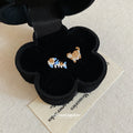 Blue Fish and Brown Cat Mismatched Mini Stud Earrings view 3