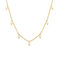Gold Chain Necklace With Dangling Freshwater Pearl Drops view 5
