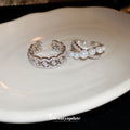 Silver Tone Pearl Like And Crystal Crossover Open Ring view 1