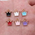 Gold Tone Enamel Crown Charms in Six Bright Colors view 1