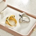 Irregular Smooth Open Statement Ring In Two Finishes view 2
