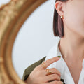 Small Triple Ridge C-Shaped Hoop Stud Earrings Gold Steel view 1