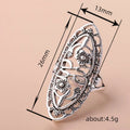 Antique Silver Filigree Floral Oval Long Finger Ring view 4