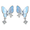 Light Blue Enamel Butterfly Drop Stud Earrings Silver Tone view 5