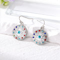 Gold and Silver Tone Crystal Evil Eye Round Hook Earrings view 7