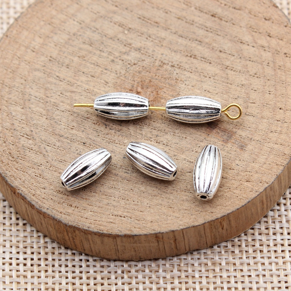 11x5.3x5.3mm 1g Multicolor Zinc Alloy Striped Spacer Beads for Bracelet Necklace Jewelry Making