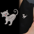Cat Crystal Two Designs Metal Brooch Pin 4.5 cm for Jackets and Lapels view 4