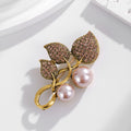 Leaf Crystal Pearl Look Metal Brooch Pin for Jackets and Lapels view 5