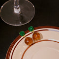 Green Square Top Amber Look Irregular Drop Stud Earrings view 3
