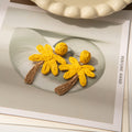 Nine Color Woven Palm Tree Novelty Statement Stud Earrings view 3