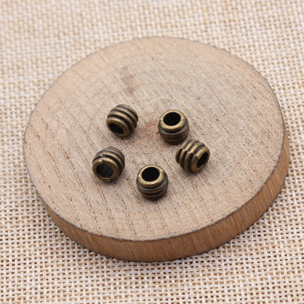 7.6x7.6x6mm 0.88g Antique Bronze Zinc Alloy Round Large Hole Spacer Beads for DIY Bracelet Jewelry Making