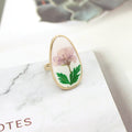 Gold Tone Long Oval Pressed Flower Statement Rings in Three Colors view 5