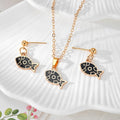 Enamel Fish Stud Earring Necklace Sets 9 Color Styles view 11