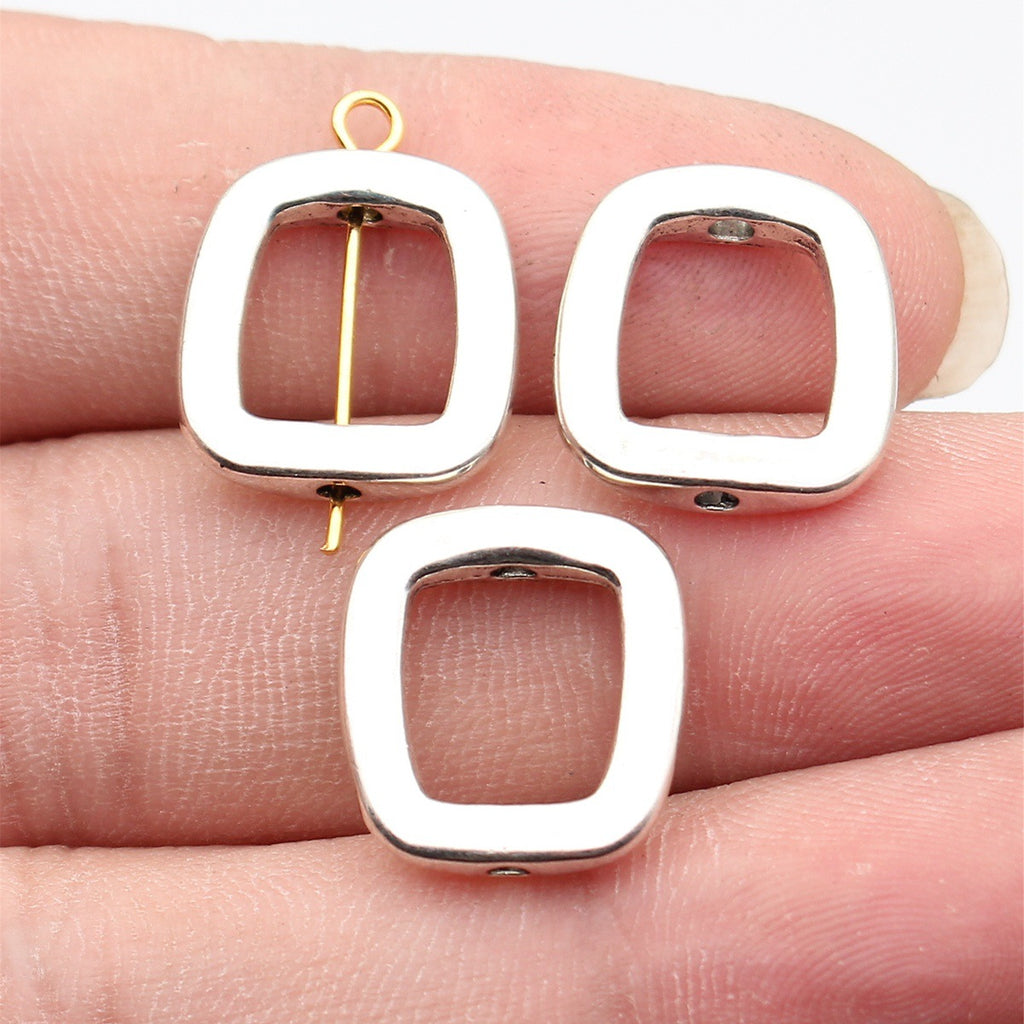 16x15mm 1.7g Antique Silver Zinc Alloy Hollow Trapezoid Loose Metal Beads for Bracelet Jewelry Making