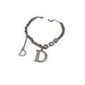 Silver Tone D Letter Charm Chain Bracelet With Clear Stones view 5